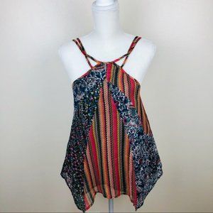 Vanilla Star Handkerchief Hem Patchwork Tank Top S